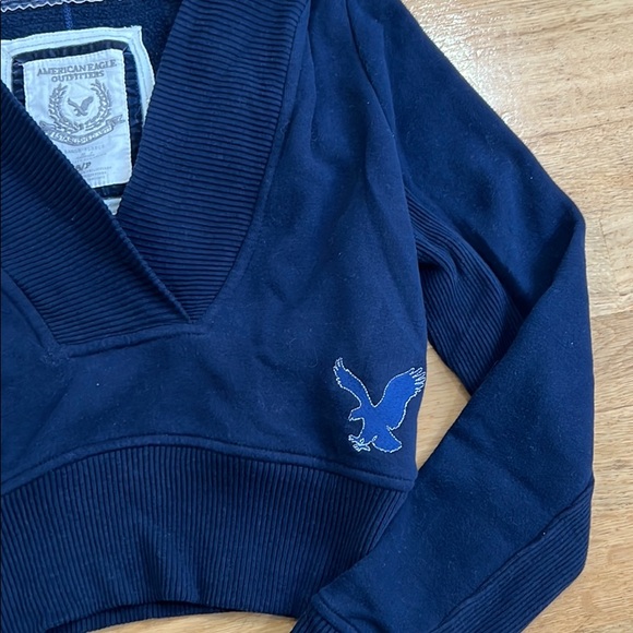 Blue American Eagle faux fur cropped jacket - Picture 3 of 3